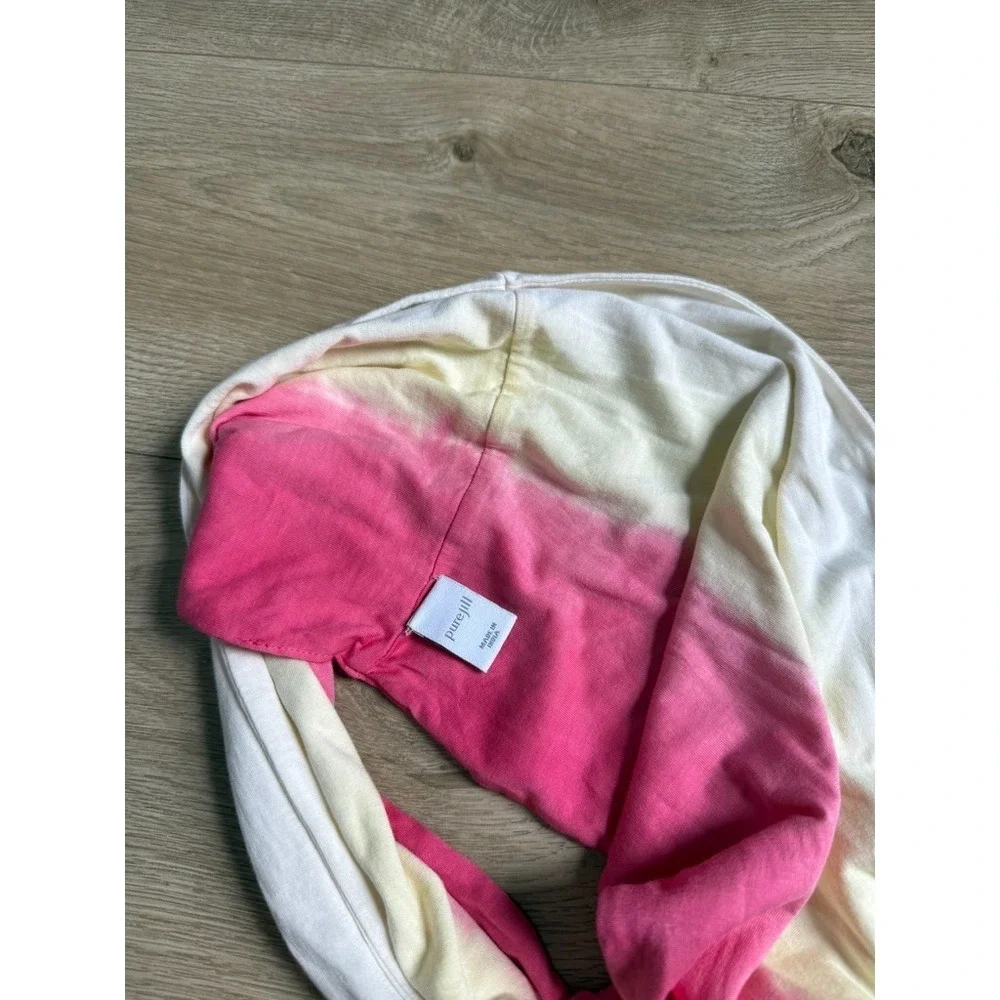 EUC Womens Pure Jill‎ circle ombre scarf pink yellow 100% pima cotton coastal
